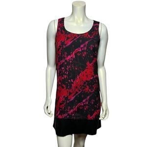 Mac + Jac Black and Red Abstract Print Sleeveless Dress, Size Medium